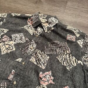 Vintage Cooke Street Shirt Mens‎ XL GRay Reverse Print Floral Hawaiian Adult